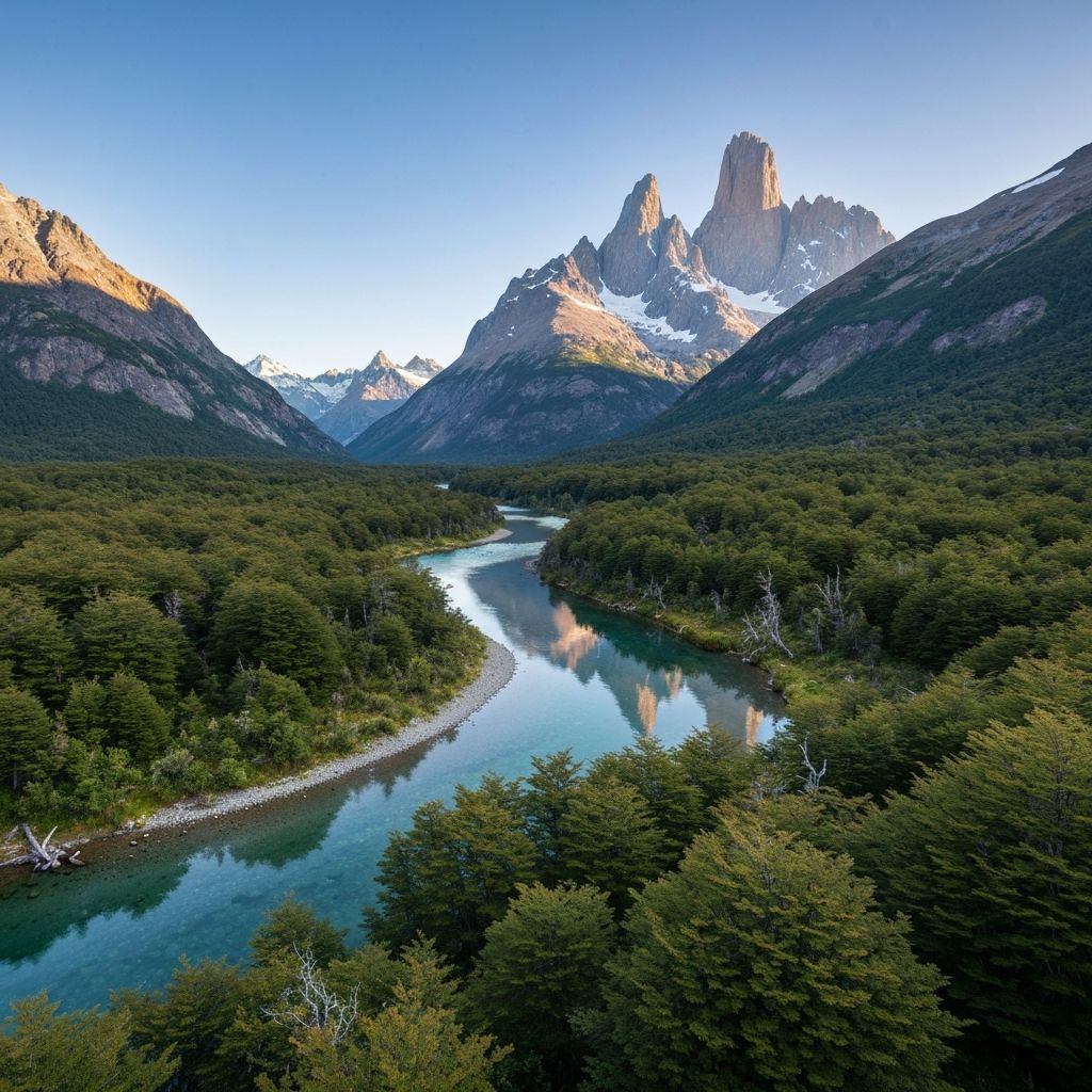 Paisaje de río de montaña